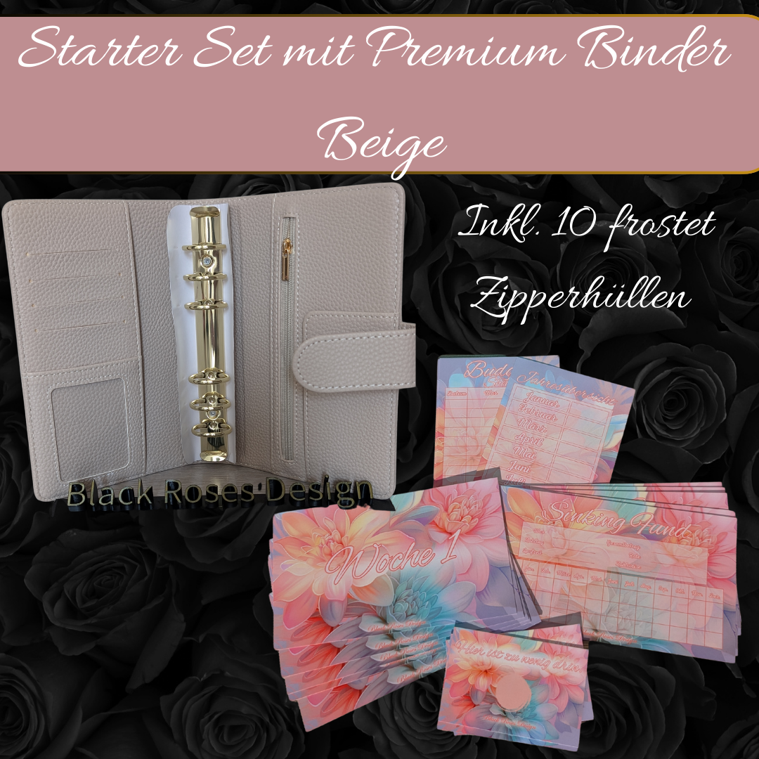 Budget Starter Set - Pastell Flower inkl. A6 Premium Binder (Farbe wählbar)