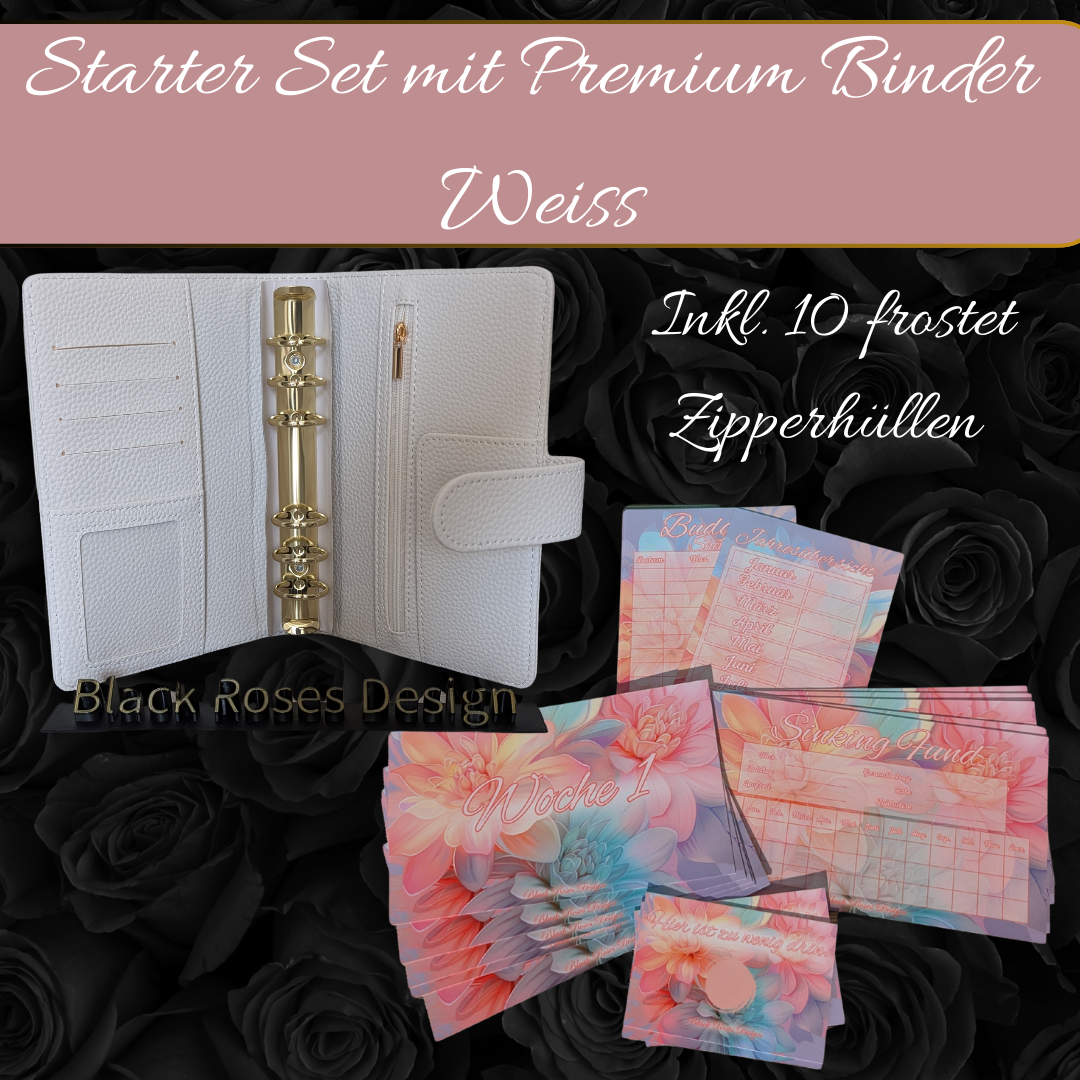 Budget Starter Set - Pastell Flower inkl. A6 Premium Binder (Farbe wählbar)