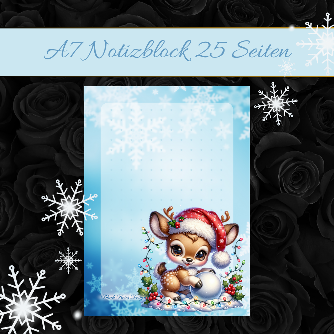 Notizblock Winter-Rentier 25 Blatt