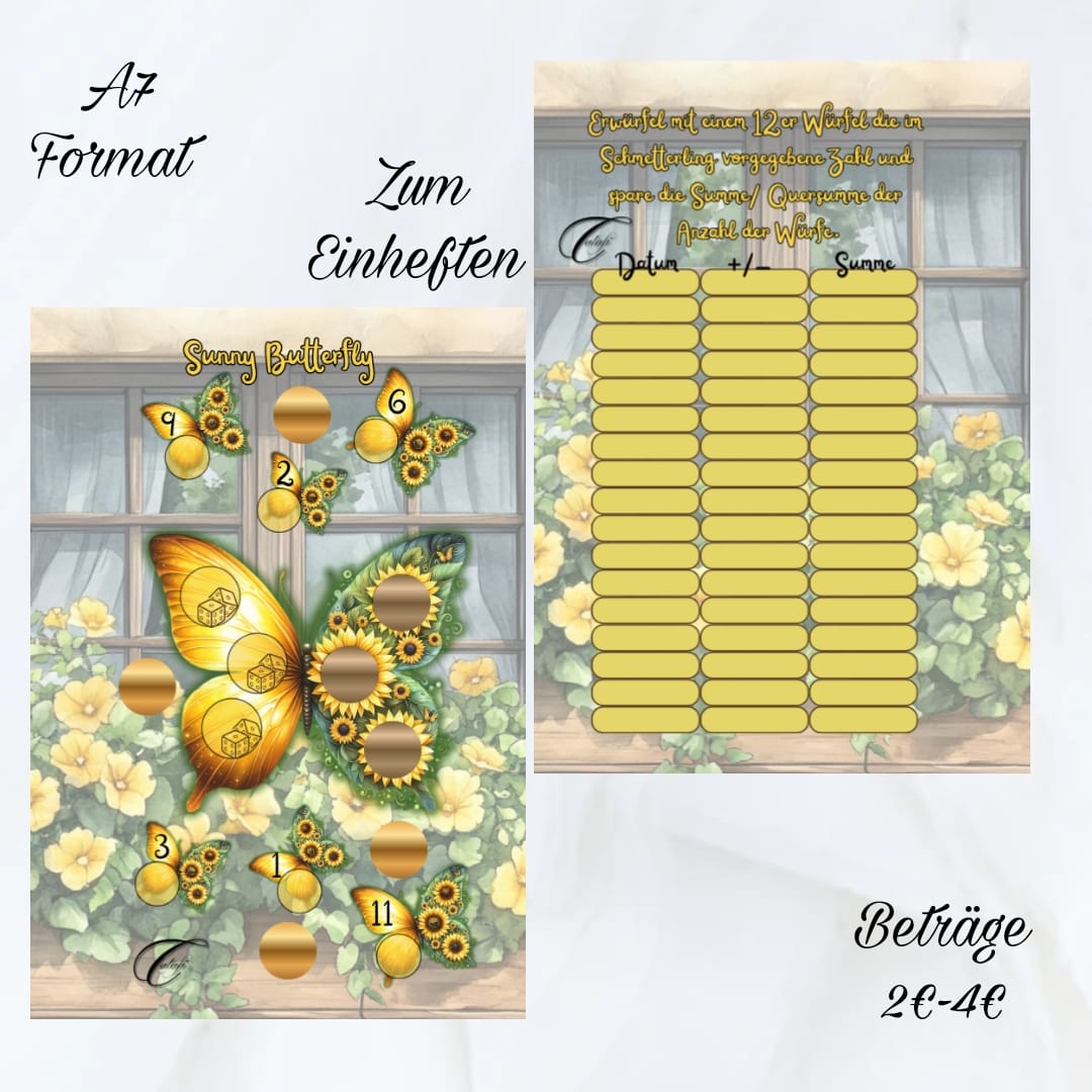 Sunny Butterfly - Matt folierte Einheftchallenge A7