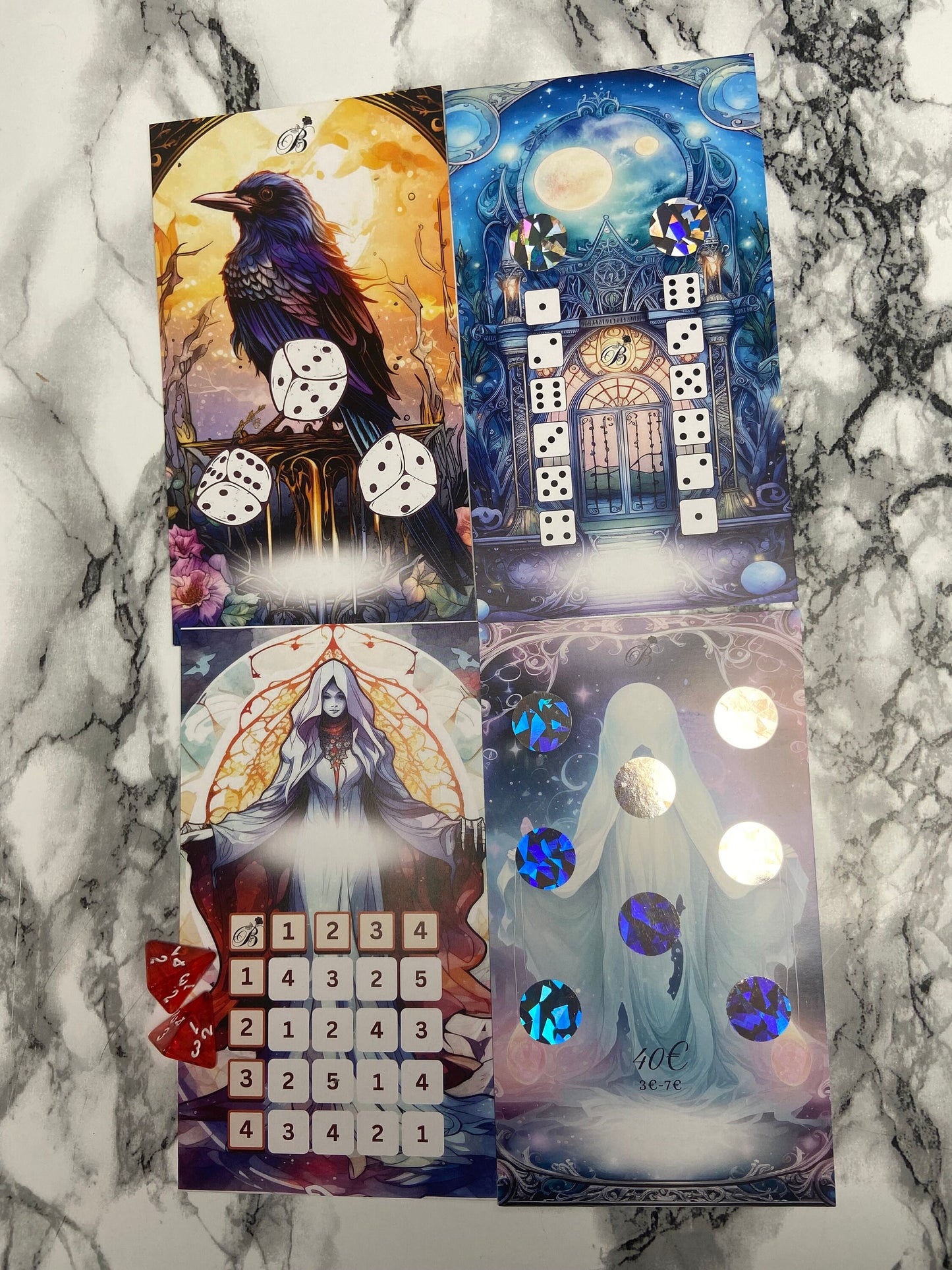 Jahreschallenge Tarot mit Zubehör / Tracker auf der Rückseite und Jahresübersicht