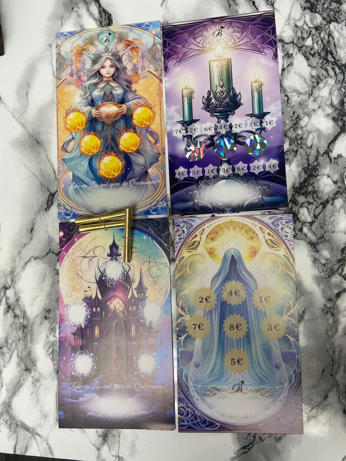 Jahreschallenge Tarot mit Zubehör / Tracker auf der Rückseite und Jahresübersicht