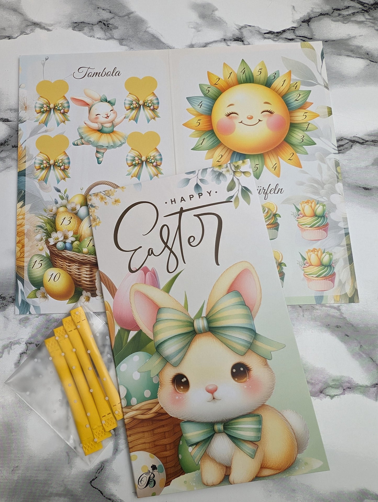 Happy Easter Klappkarte mit 4 Tombola Losen