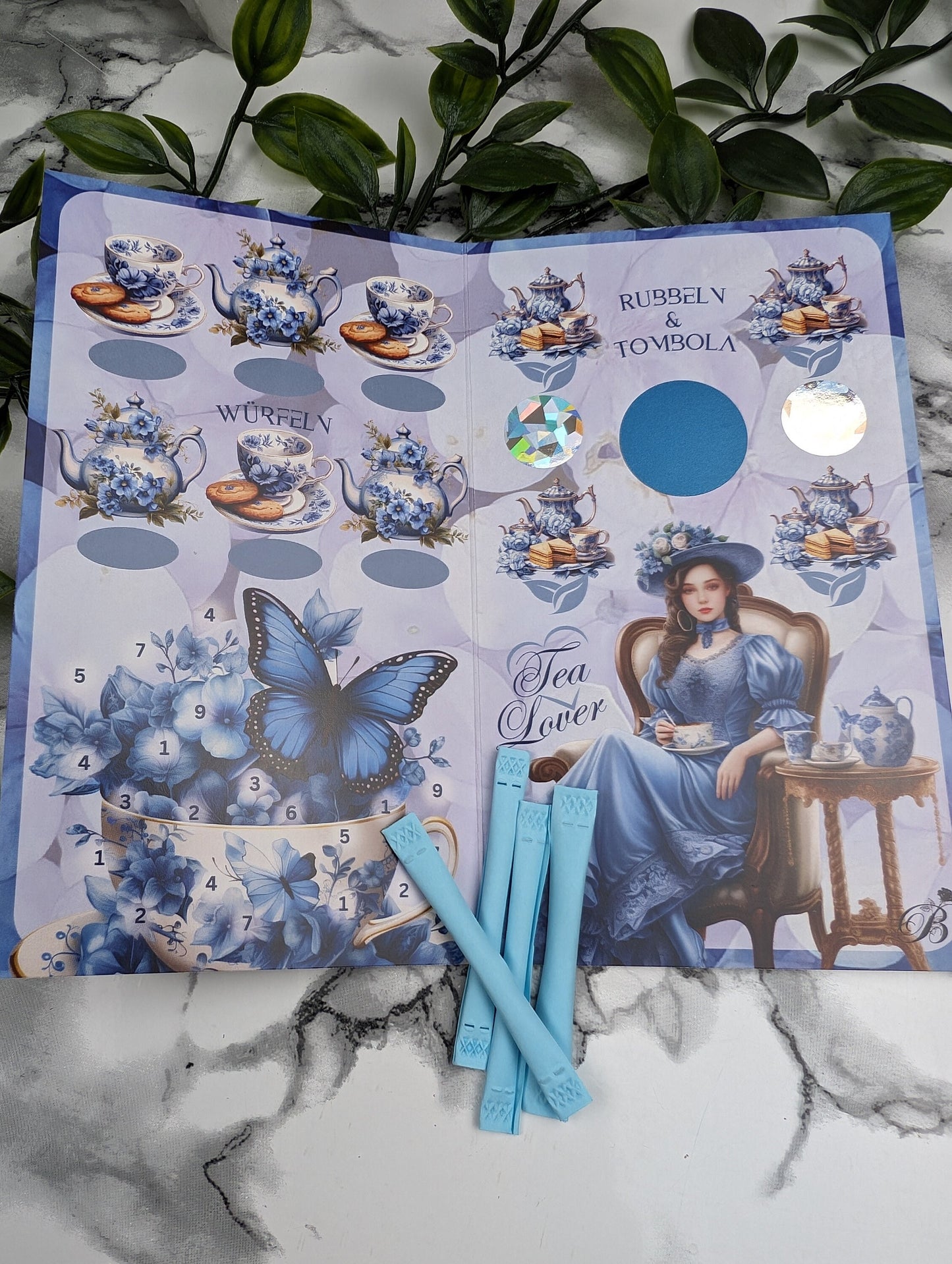 Blue Tea Klappkarte inkl. 4 Losen