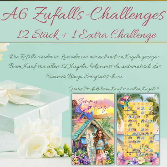 ✨ A6 Zufalls‑Challenges – 12 Stück + 1 Extra Challenge ✨(Thema Frühling/Sommer/bunt) Live Ziehung am 05.04.26 ab 12Uhr